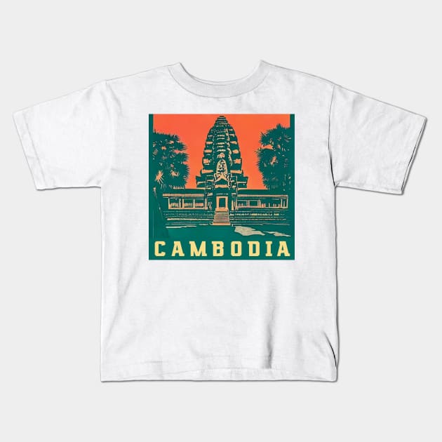 Visit Cambodia Kids T-Shirt by Prints Charming